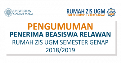 Pengumuman Penerima Beasiswa Relawan R-ZIS UGM Semester Genap 2018/2019 Kloter 3 Pengumuman Penerima Beasiswa Relawan R-ZIS UGM Semester Genap 2018/2019 Kloter 3